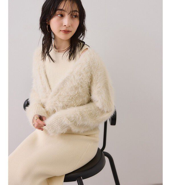 VIS「ねじりショートトップス付きロングニットワンピース/イージーケア」|ワンピース|