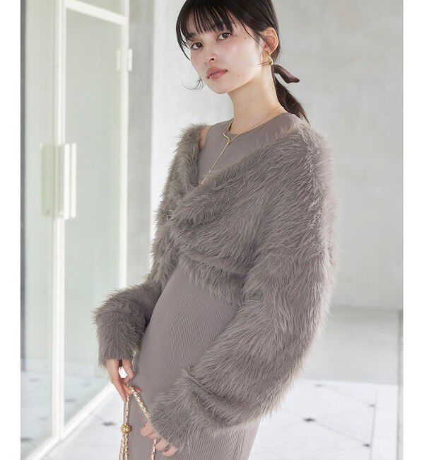 VIS「ねじりショートトップス付きロングニットワンピース/イージーケア」|ワンピース|