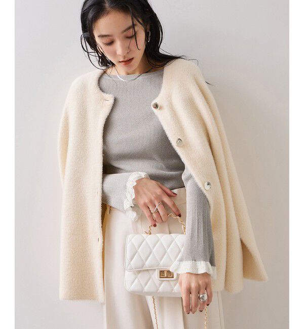 VIS「袖口レース編みニットプルオーバー」|ニット・セーター|