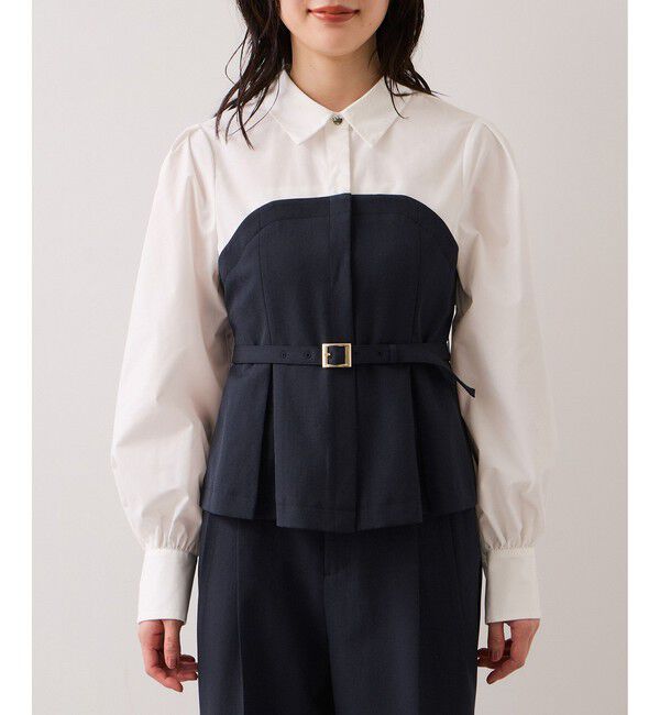 VIS「【美easy】コンフォートボウタイドッキングシャツ/イージーケア・2WAY」|シャツ・ブラウス|