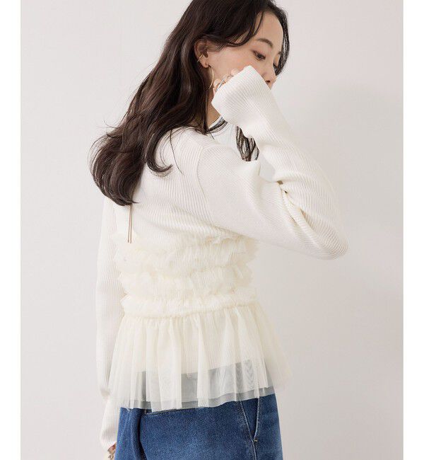 VIS「チュールフリルドッキングニット/イージーケア」|ニット・セーター|