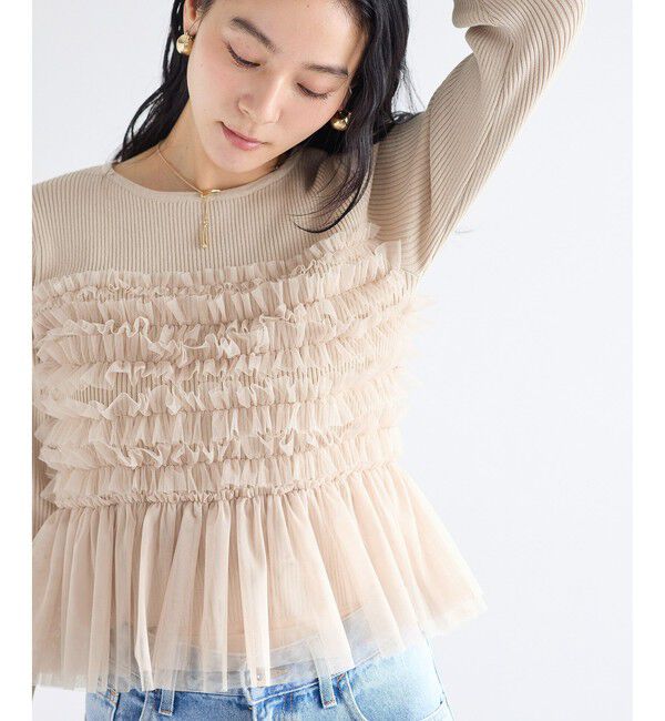 VIS「チュールフリルドッキングニット/イージーケア」|ニット・セーター|