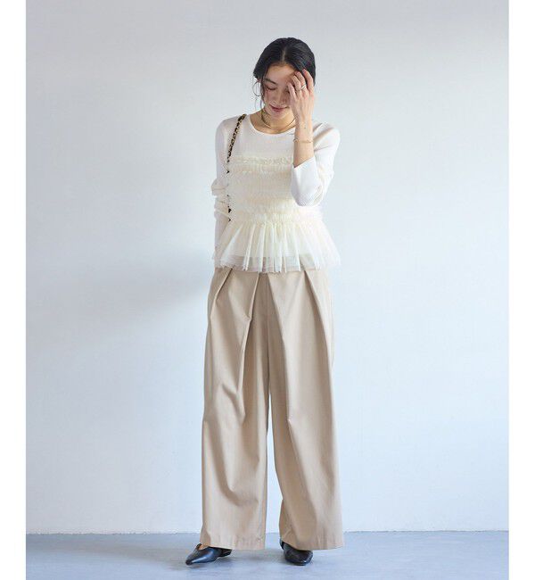 VIS「チュールフリルドッキングニット/イージーケア」|ニット・セーター|