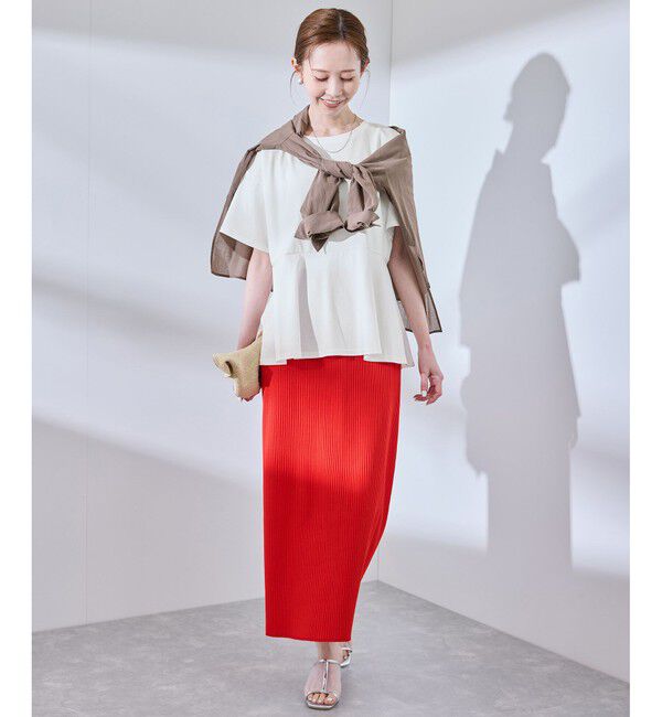 Rope&rsquo;Picnic「【UVカット・接触冷感】Cutee 着丈が選べる70シルケットペプラムカットトップス」|Tシャツ・カットソー|