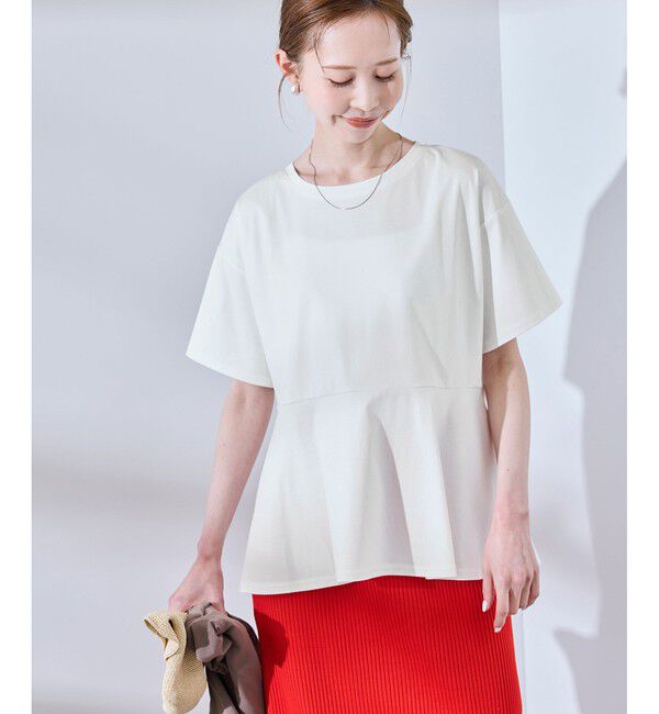 Rope&rsquo;Picnic「【UVカット・接触冷感】Cutee 着丈が選べる70シルケットペプラムカットトップス」|Tシャツ・カットソー|