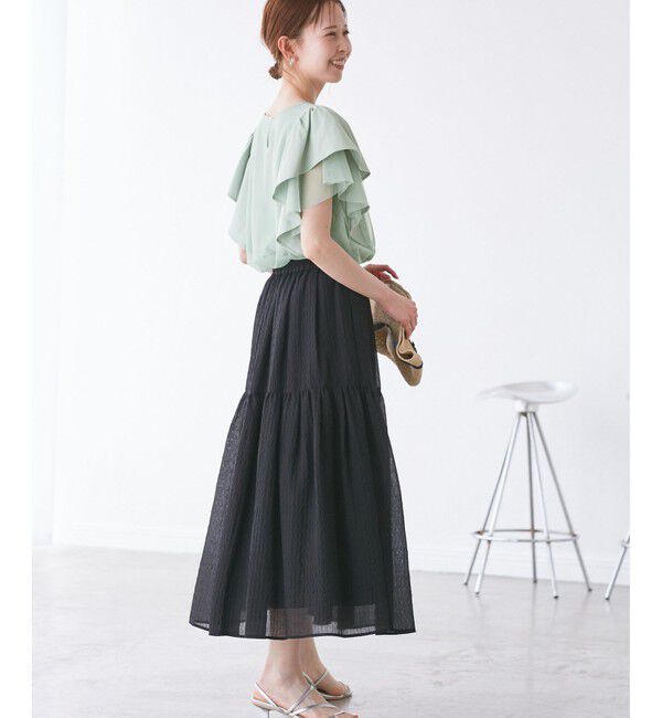 Rope&rsquo;Picnic「【UVカット・接触冷感】Cutee チュールフリルトップス」|Tシャツ・カットソー|