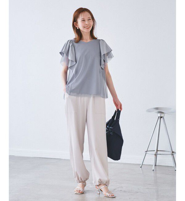 Rope&rsquo;Picnic「【UVカット・接触冷感】Cutee チュールフリルトップス」|Tシャツ・カットソー|