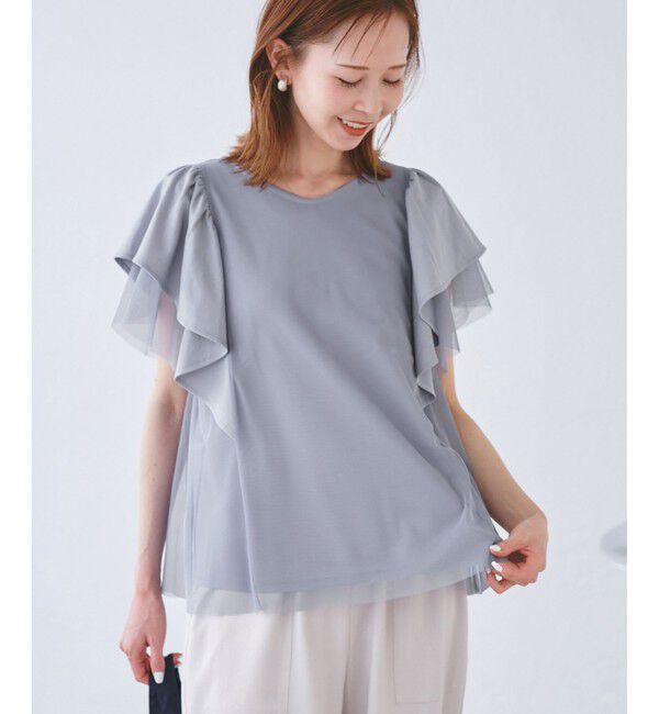 Rope&rsquo;Picnic「【UVカット・接触冷感】Cutee チュールフリルトップス」|Tシャツ・カットソー|