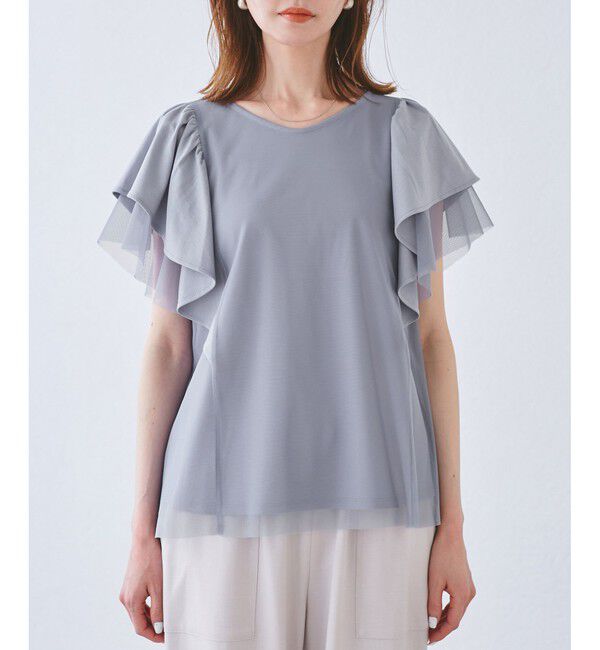 Rope&rsquo;Picnic「【UVカット・接触冷感】Cutee チュールフリルトップス」|Tシャツ・カットソー|