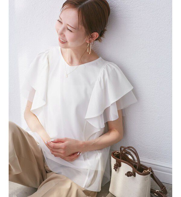 Rope&rsquo;Picnic「【UVカット・接触冷感】Cutee チュールフリルトップス」|Tシャツ・カットソー|