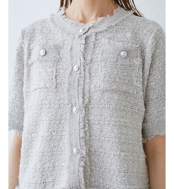 Rope&rsquo;Picnic「【サマー・ツイード】ハーフスリーブカーディガン」|カーディガン|