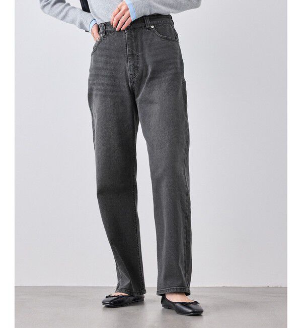 Rope&rsquo;Picnic「ウエストシェイプハイライズマムジーンズ」|デニム|ブラック(01)