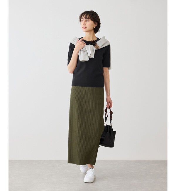 Rope&rsquo;Picnic「八方映えニット ハーフスリーブニット/UVカット・接触冷感・イージーケア」|ニット・セーター|