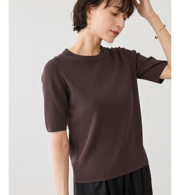 Rope&rsquo;Picnic「八方映えニット ハーフスリーブニット/UVカット・接触冷感・イージーケア」|ニット・セーター|