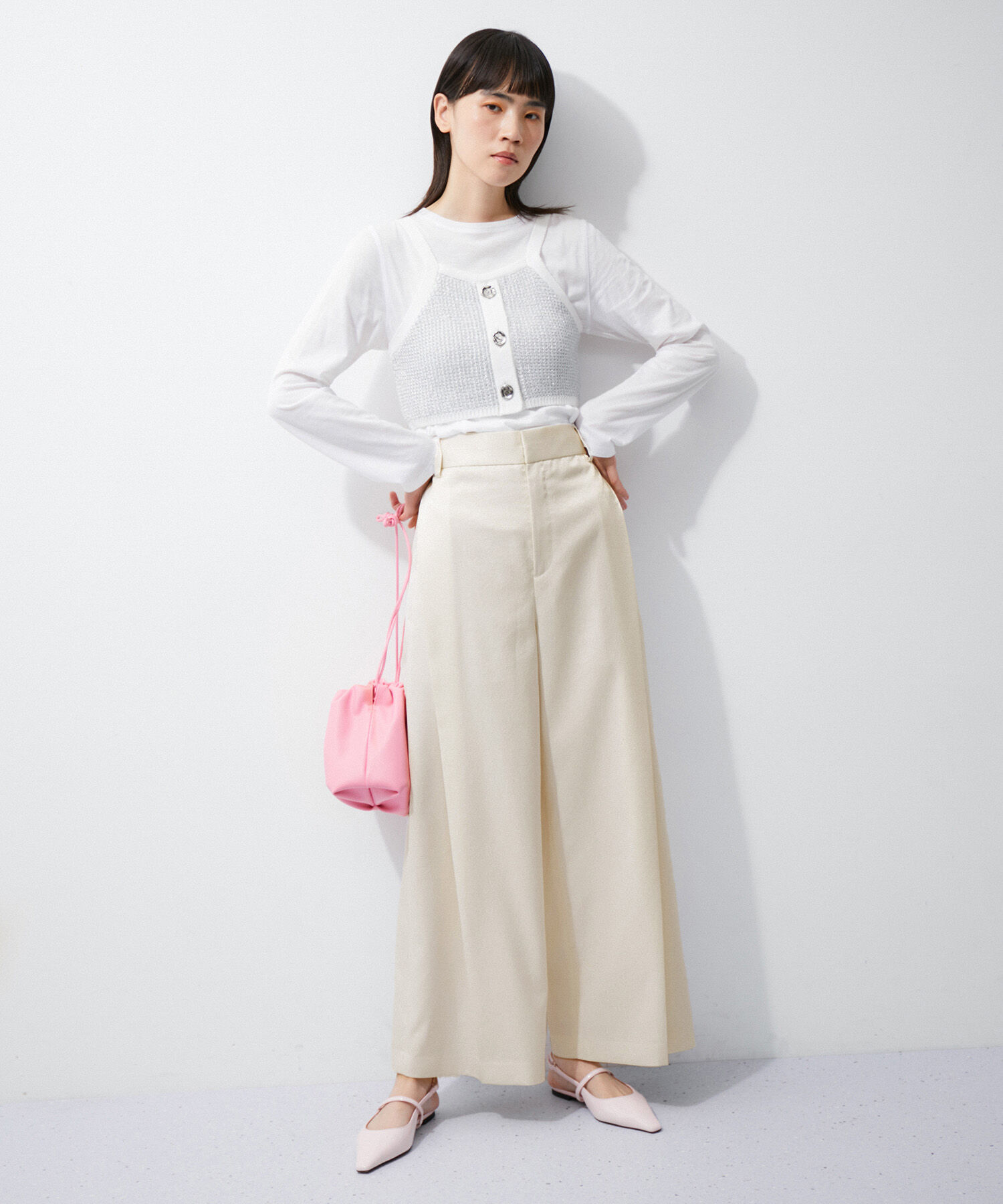 ADAM ET ROPE'「【環境配慮】ビンテージサテンサイドタックパンツ」|その他|