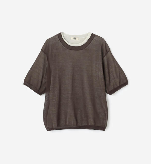 UNFIL「UNFIL | ハイツイストコットン シアー レイヤード半袖ニット WOMEN」|ニット・セーター|