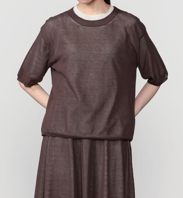 UNFIL「UNFIL | ハイツイストコットン シアー レイヤード半袖ニット WOMEN」|ニット・セーター|