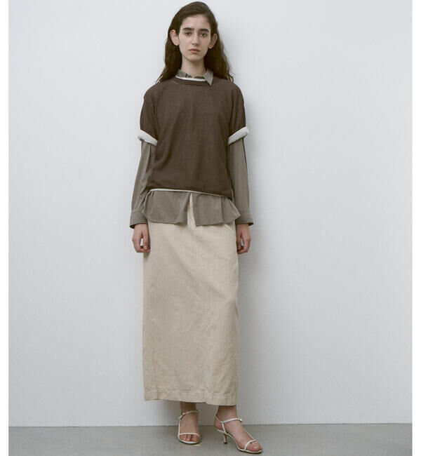 UNFIL「UNFIL | ハイツイストコットン シアー レイヤード半袖ニット WOMEN」|ニット・セーター|