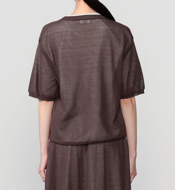 UNFIL「UNFIL | ハイツイストコットン シアー レイヤード半袖ニット WOMEN」|ニット・セーター|