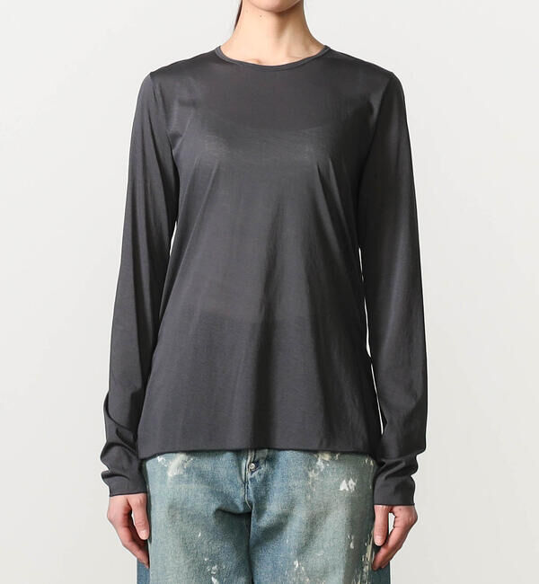  「GOOD PEOPLE GOOD STITCHING GOOD PRODUCT | サイドスリット クルーネックロングスリーブTシャツ WOMEN」|Tシャツ・カットソー|