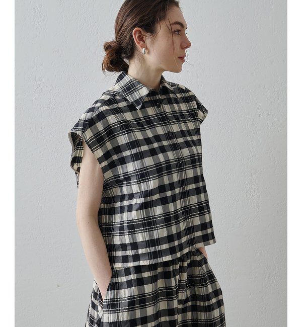 Drawing Numbers「【Drawing Numbers】チェックジャガードフレンチシャツ」|シャツ・ブラウス|