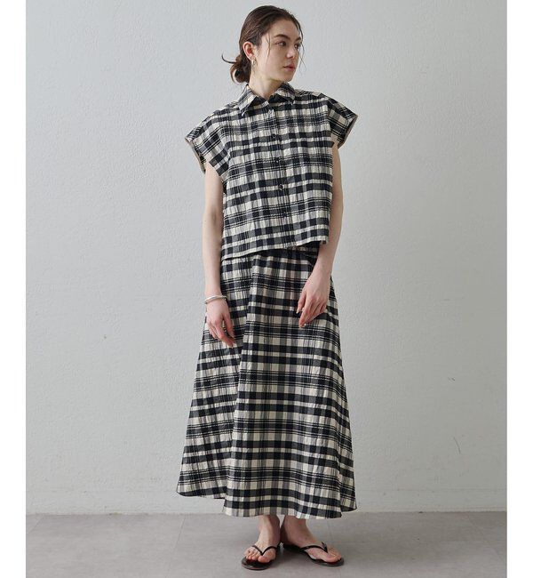 Drawing Numbers「【Drawing Numbers】チェックジャガードフレンチシャツ」|シャツ・ブラウス|