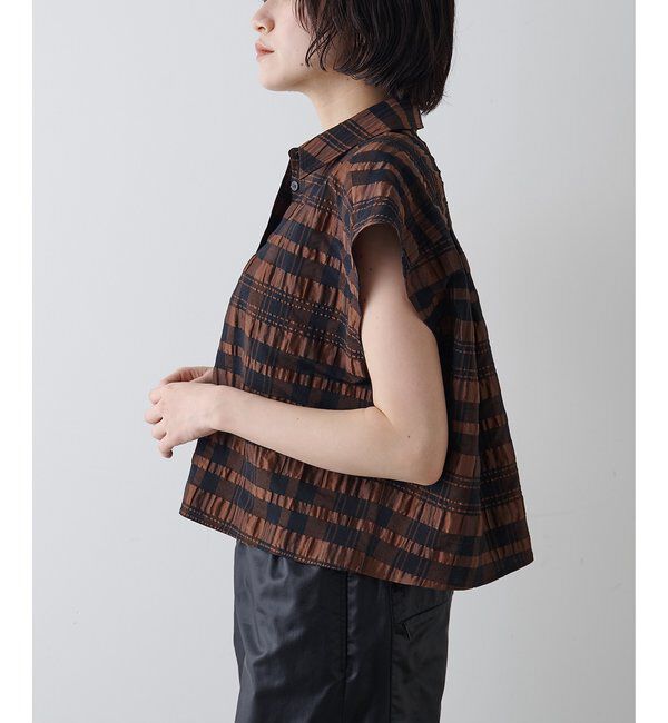 Drawing Numbers「【Drawing Numbers】チェックジャガードフレンチシャツ」|シャツ・ブラウス|
