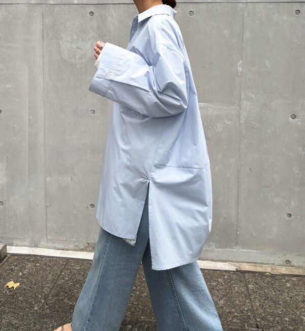  「DD刺繍チュニックシャツ」|シャツ・ブラウス|サックスブルー