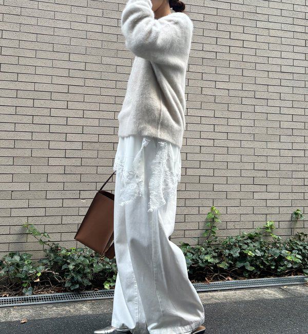  「ジョーゼットアシメレース切替ブラウス」|シャツ・ブラウス|