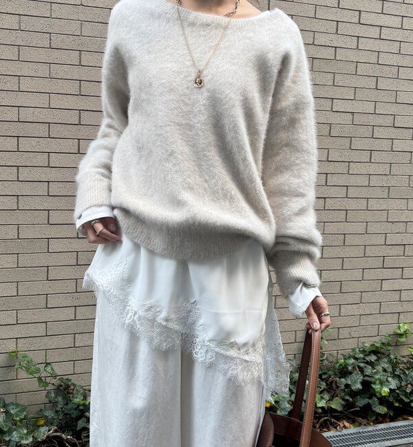  「ジョーゼットアシメレース切替ブラウス」|シャツ・ブラウス|