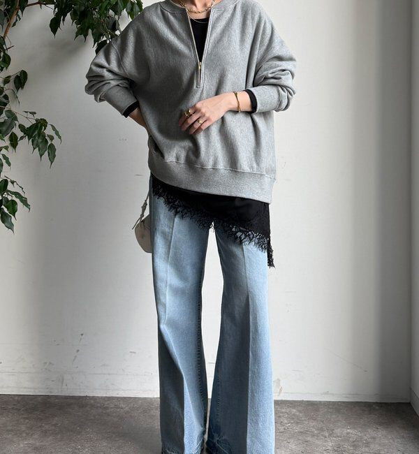  「ジョーゼットアシメレース切替ブラウス」|シャツ・ブラウス|