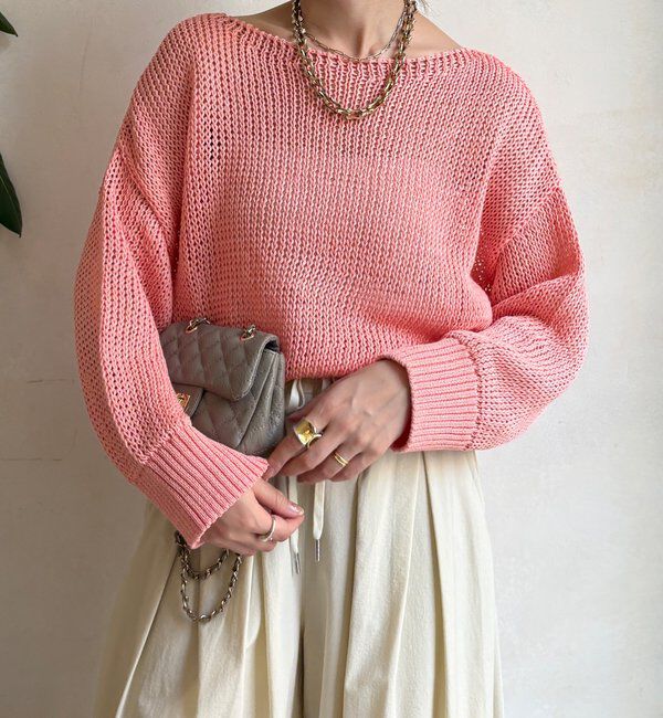  「【新色追加！】コットンローゲージプルオーバー」|ニット・セーター|ピンク