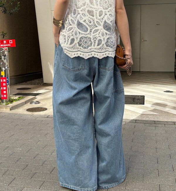  「ウエスト折り返しギャザーデニム」|デニム|