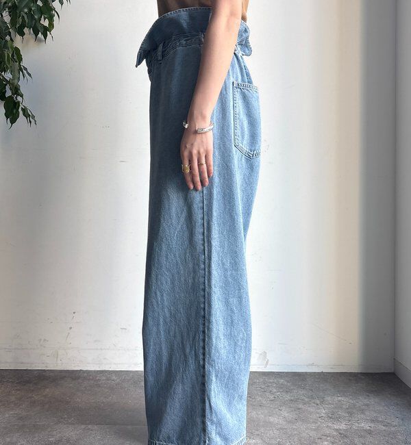  「ウエスト折り返しギャザーデニム」|デニム|