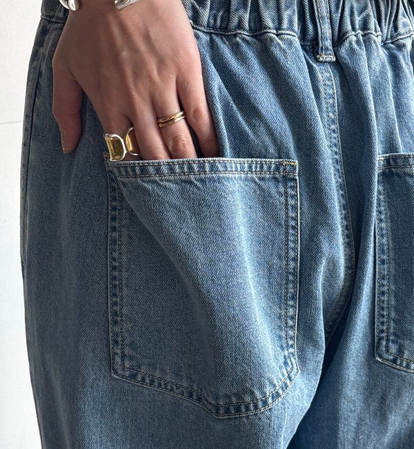  「ウエスト折り返しギャザーデニム」|デニム|