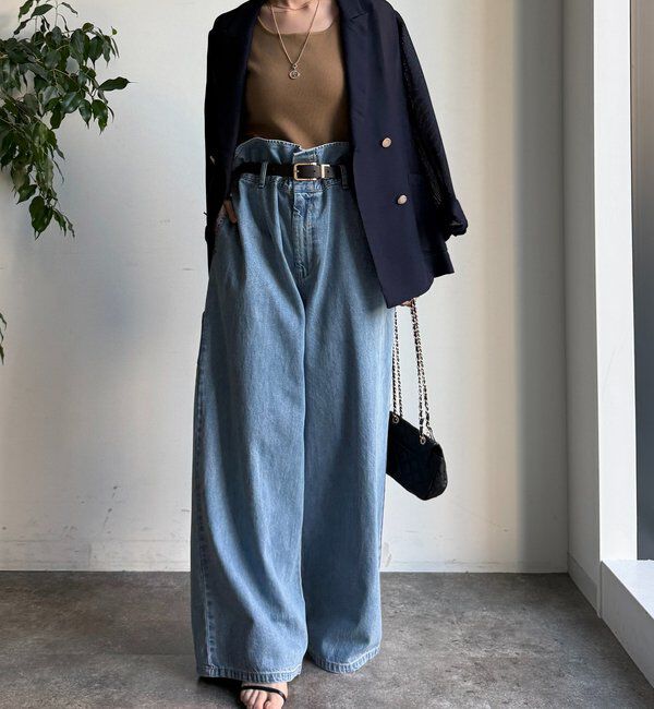  「ウエスト折り返しギャザーデニム」|デニム|