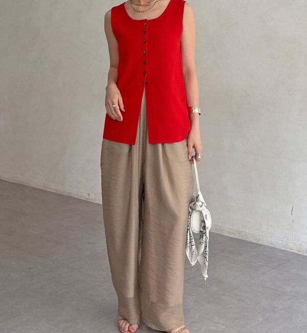  「【WEB限定】オーガンジータックパンツ」|チノ|