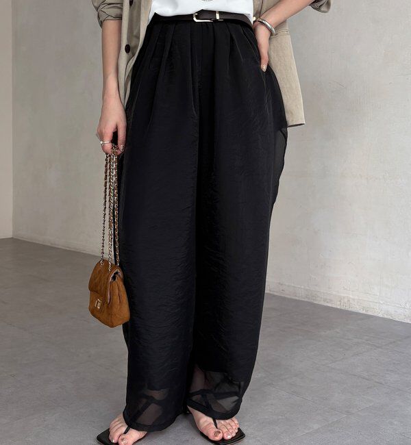  「【WEB限定】オーガンジータックパンツ」|チノ|