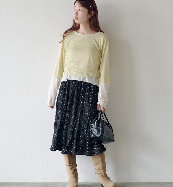  「ドットシアーミドルスカート」|スカート|