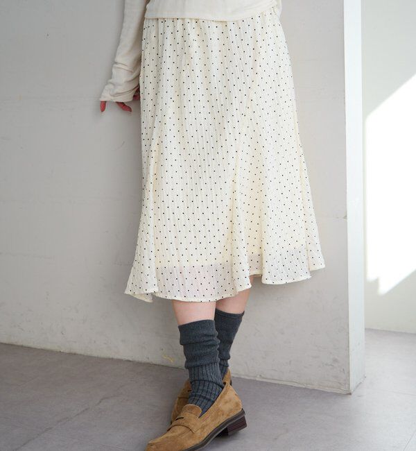  「ドットシアーミドルスカート」|スカート|アイボリー