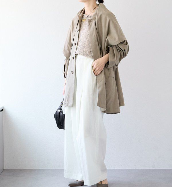  「【美シルエット】クロスタックワイドパンツ」|チノ|