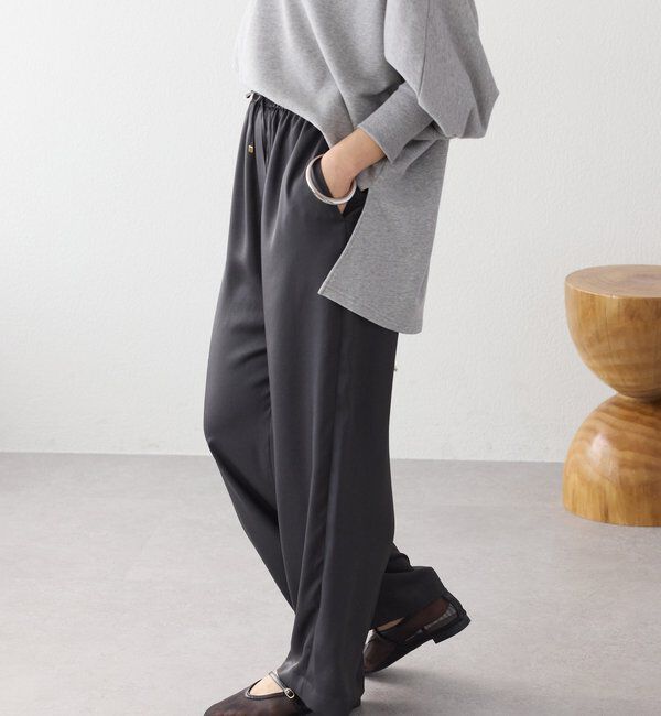  「【上品な光沢】サテンツイルイージーパンツ」|チノ|