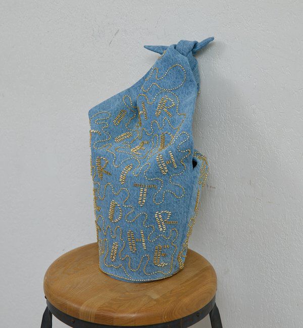  「【Dhritie】ビーズ刺繍バッグ」|トートバッグ|インディゴブルー