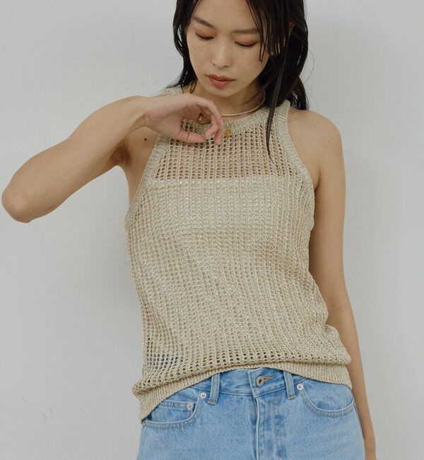  「【手洗い可】メッシュラメアメスリニット」|ニット・セーター|