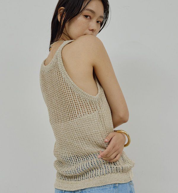  「【手洗い可】メッシュラメアメスリニット」|ニット・セーター|