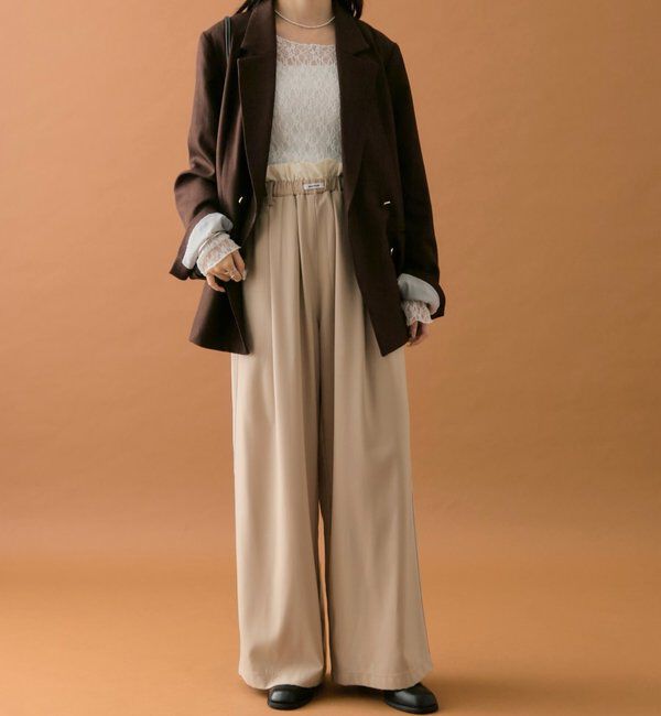  「【オールシーズン対応/WEB限定アイボリー】フリルイージーパンツ」|チノ|