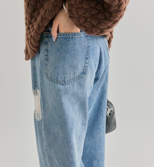  「レース切替デニム」|デニム|