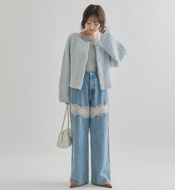  「レース切替デニム」|デニム|