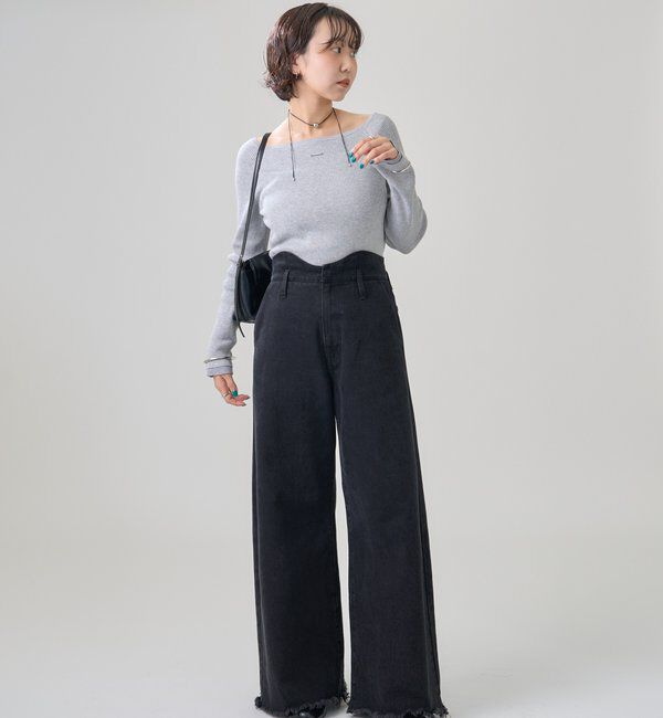  「プレート付きクルーリブニット」|ニット・セーター|