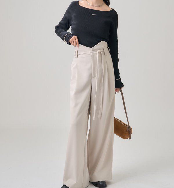  「プレート付きクルーリブニット」|ニット・セーター|